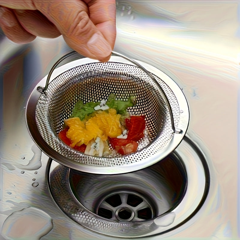 2 PCS Set Stainless Steel Sink Filters, Including Kitchen Drain Pipes And Mesh Filters, Floor Drains And Mesh Filters, Featuring Non-Slip Handles - High-Quality Kitchen And Bathroom Drain Filters - Hair Catchers, Food And Deb