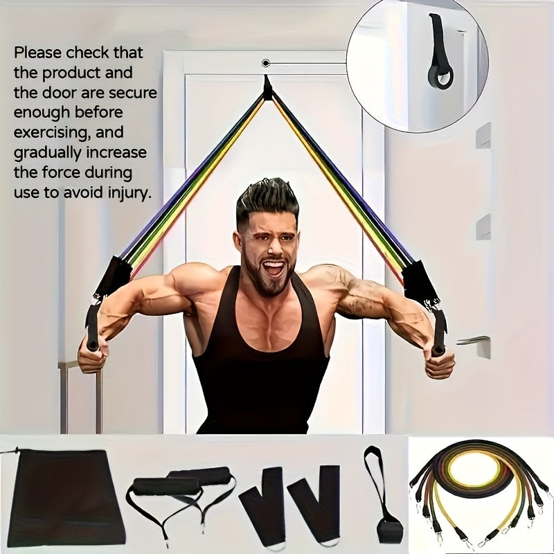 11 PCS Set Home Gym Women Men Fitness Resistance Band Set, Multifunctional Upper Body Workout Kit Sports Accessories