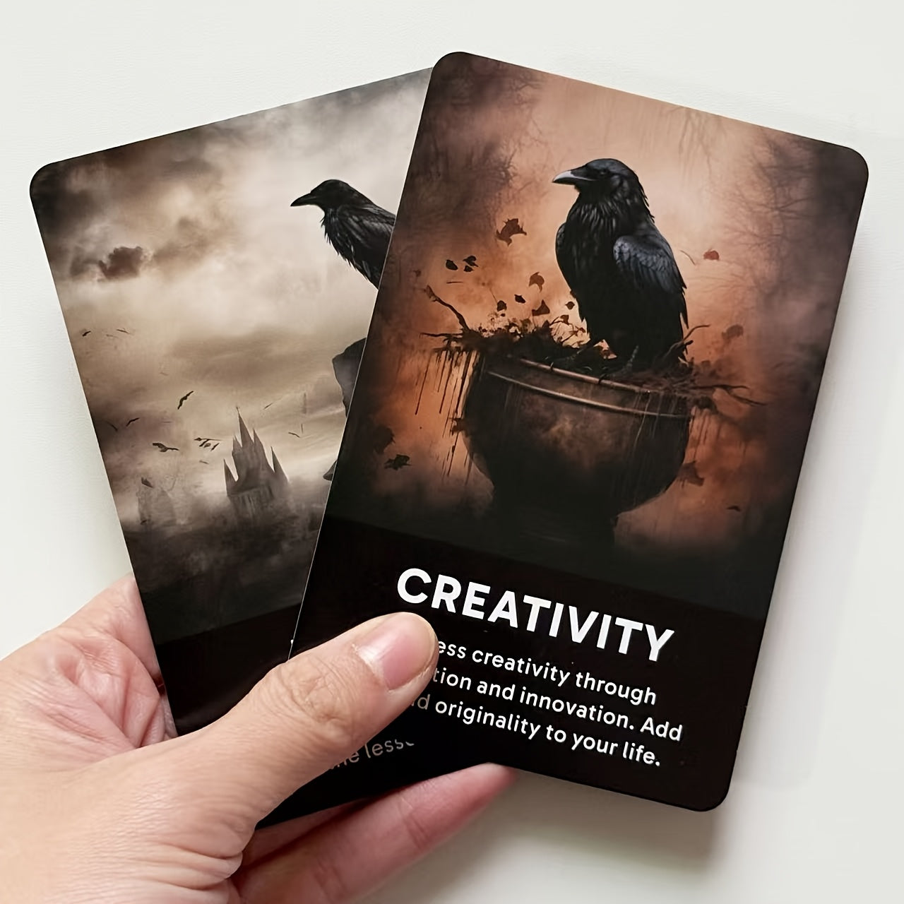 50 Crow's Insight Oracle Cards | Tarot Cards for Mindfulness Practitioners, Personal Reading and Reflection, 12*8cm, Mixed Color Cardboard, Gaming Gift