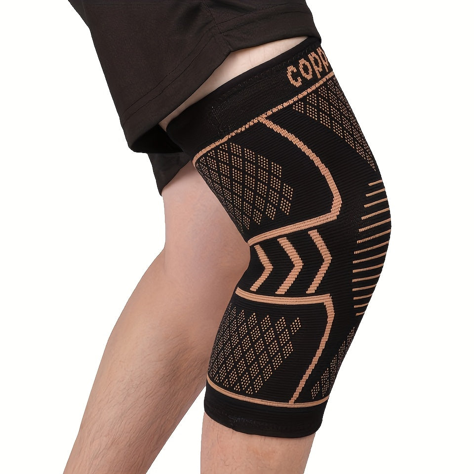 2 PCS Set M-2XL Plus Size Copper Fiber Knee Brace| Breathable, Non-Slip, Stabilizing Support with Hexagonal Patterns for Enhanced Comfort& Support, Black, Comfortable Wear, Hexagonal Design.