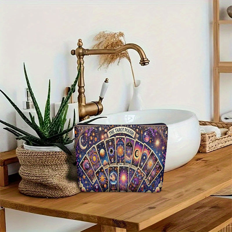 Tarot Cards Cosmetic Bag Tarot Starry Gorgeous Cards, Lightweight Zipper Design Toiletry Bag, Suitable for Travel and Daily Use Multifunctional Storage Bag for Stationery