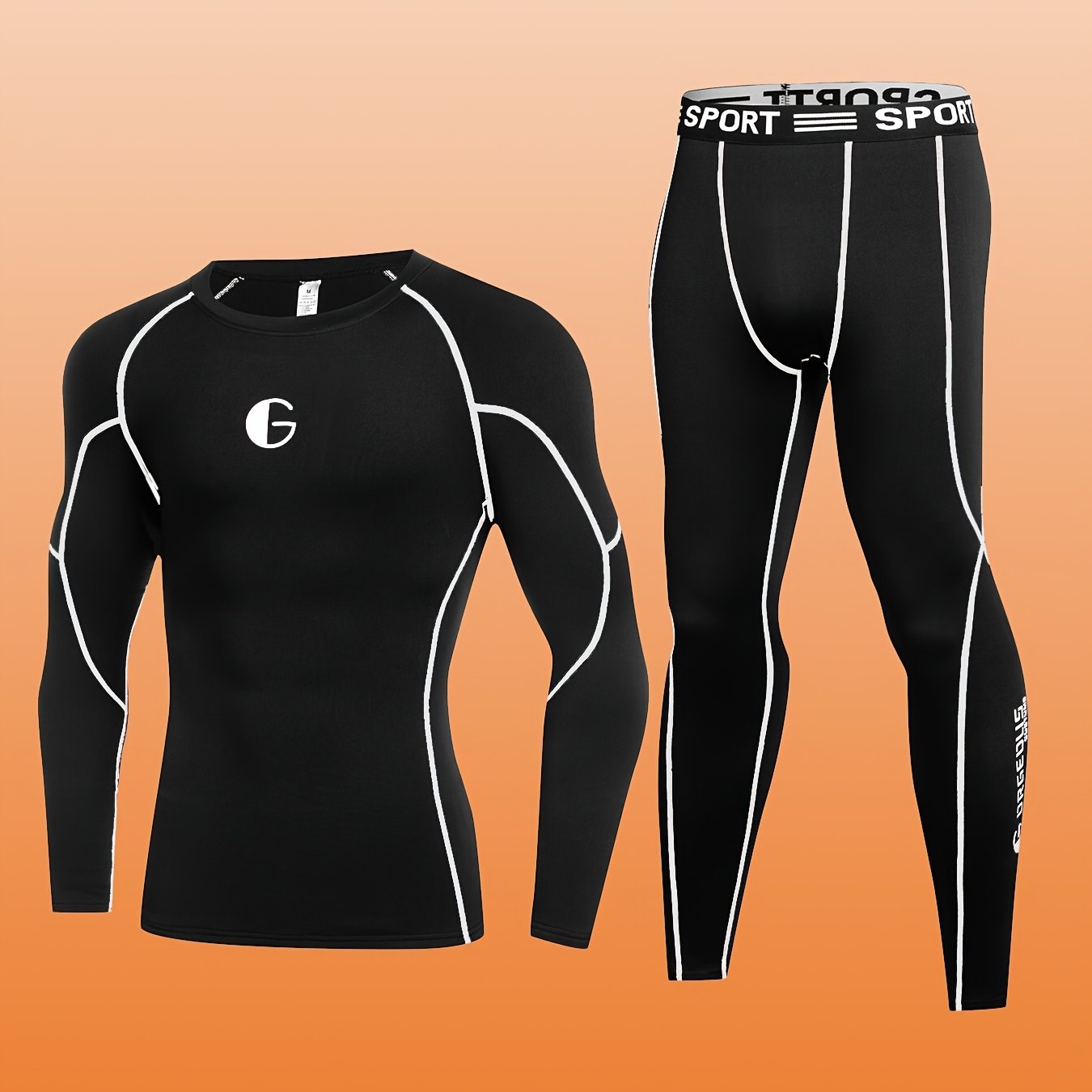 2 PCS Set Men's Thermal Underwear with Fleece Lining, Suitable for Winter Hunting, Outdoor Skiing, And Winter Sports Training, Featuring a Fitted Crew Neck Long Sleeve Top And Long Pants As Base Layers.