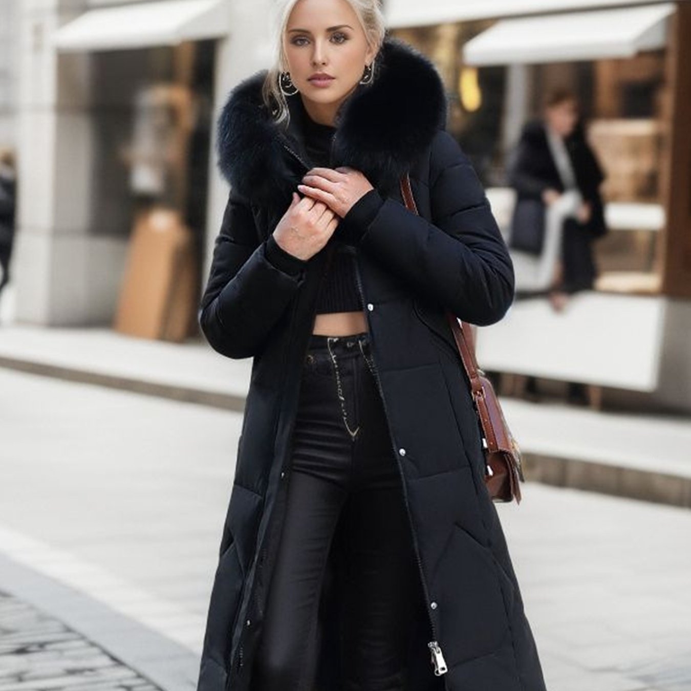 New  5 Colors Women's Heavyweight Longline Parka Coat - Oversized Fit, Hooded, Multi-Button Front, Pockets, Work-Ready Winter Jacket UK Warehouses Supplies