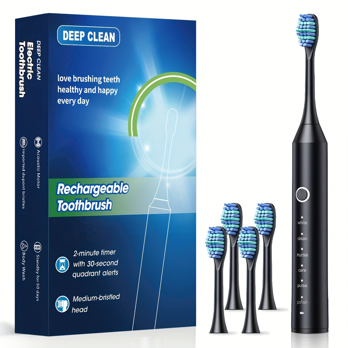 Smart Electric Toothbrush for Adults with 6 Vibration Modes (Cleaning, Whitening, Gum Care, Deep, Massage), USB-Powered Electric Dental Brush, Auto Cleaning, Timer, Charging Station - Ideal Gift for Oral Care, Toothbrush Elec