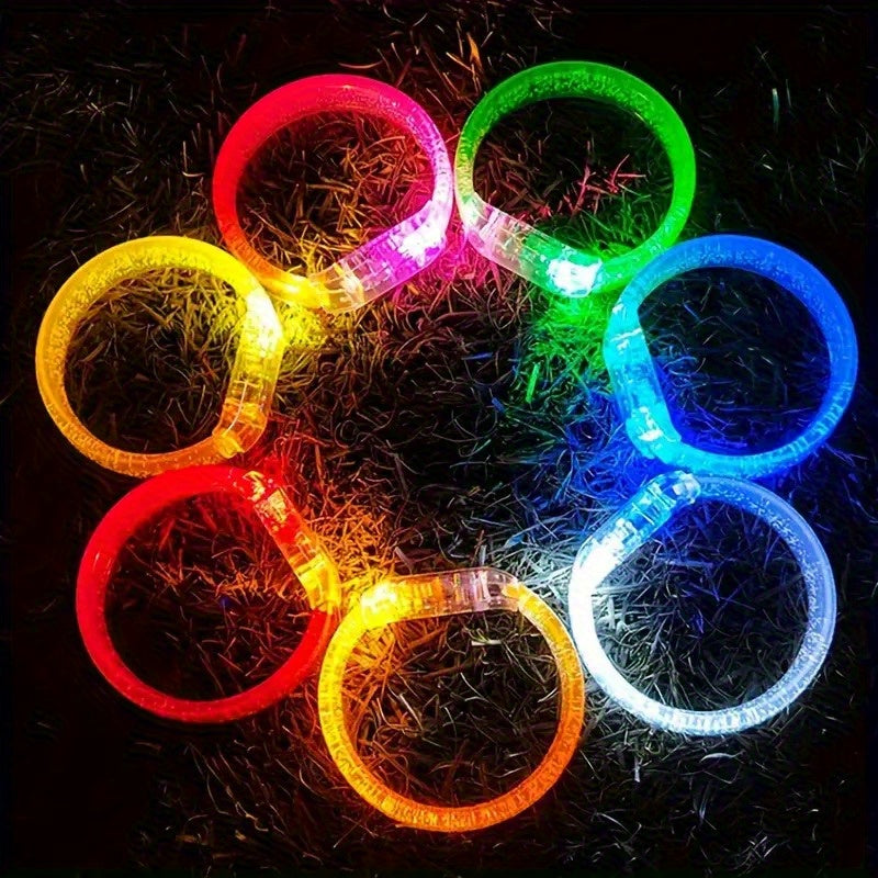 8pcs LED Glow-in-the-Dark Bracelets - /Blacklight Activated Neon Party Chains, Multi-Color LED Light Up Bracelets with Button Batteries Included - Glow Under UV Light for Concerts, Clubs, Birthdays, Carnivals - Perfect for Gr