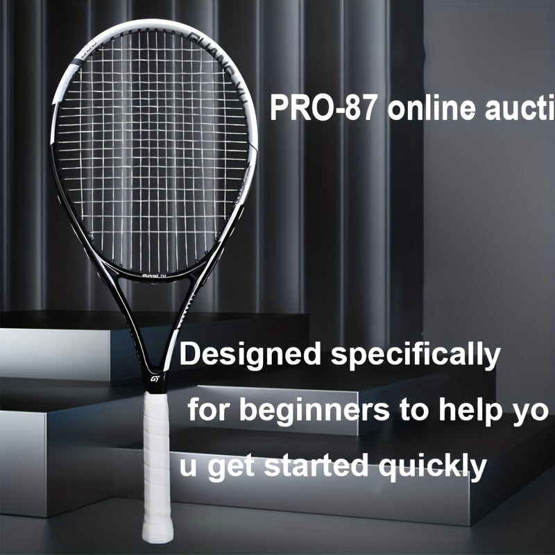 NEW Arrivals 3PCS Set 3 Colors PRO 87 Carbon Fiber Tennis Racket + Bag + Free Ball - High-Elasticity Lightweight Adult & Youth Beginner/Advanced Racquet, Balanced Weight Design for Fast Swing Speed, Ideal for Training, Tourna