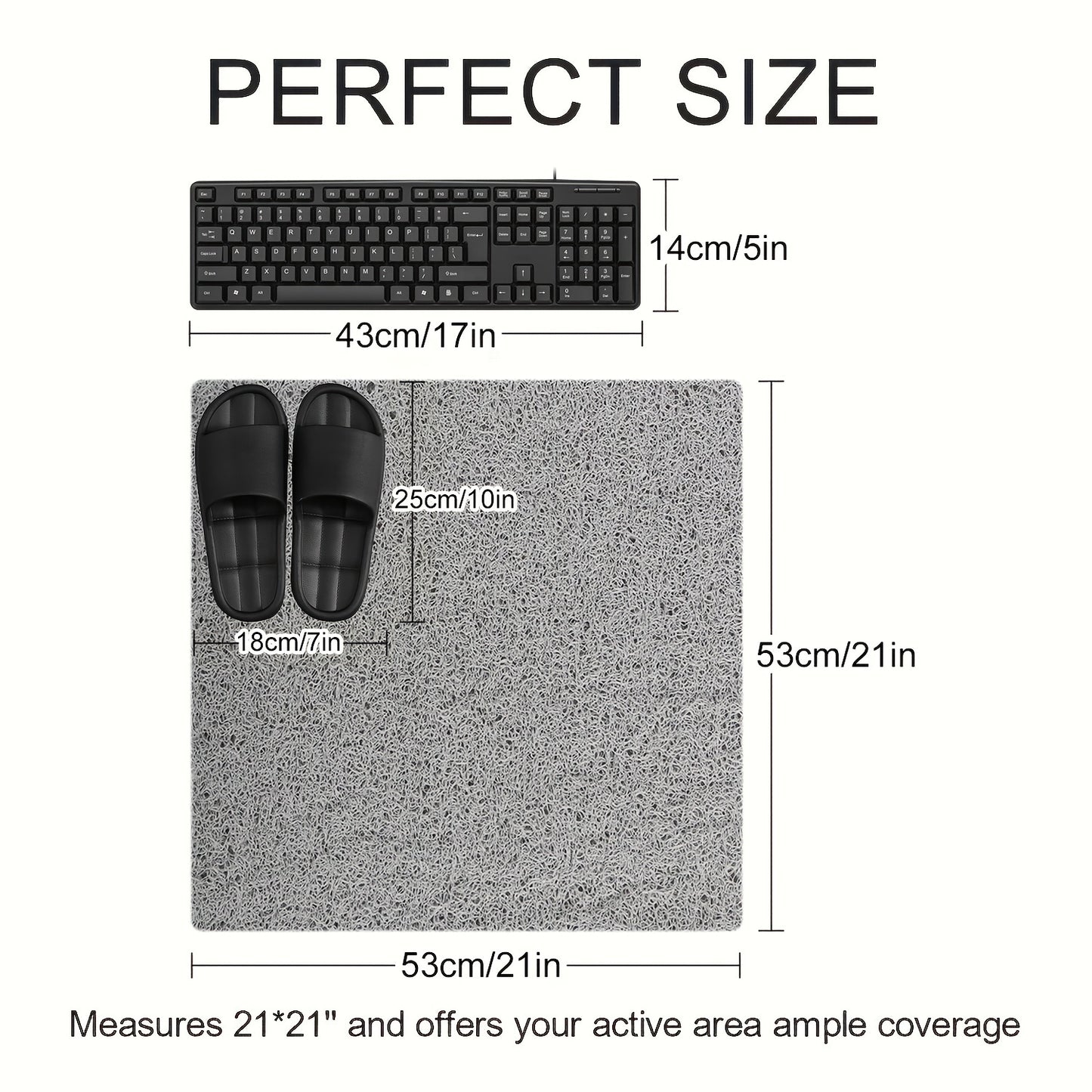 5 Colors Extra Large Non-Slip Shower Mat - Heavy-Duty 2100-2500gsm Thick 0.4in/1cm Thick, 21x21 Inch (53x53cm) Bath Mat with Foaming Loofah Base, Shower, Tub - Easy-clean Surface, Shower Mat Non Slip, Durable Plastic