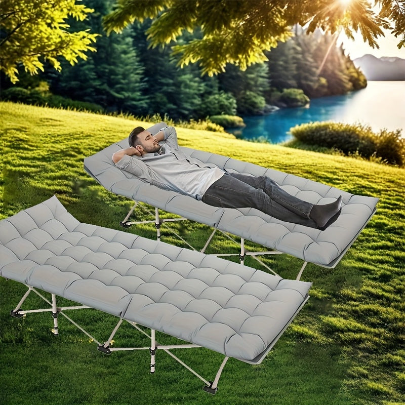 Adult Folding Bed, Office, Outdoor Camping, Courtyard Garden Portable Single Bed + Cushion, Lounge Chair, Space-Saving Design, Suitable for Camping, Travel, Rooms and Offices Furniture Supplies