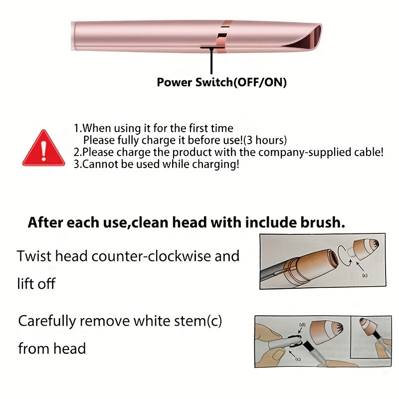 Portable Rechargeable Electric Eyebrow and Bikini Area Trimmer with 4 Blades Heads| Stainless Steel Blades, USB Charging, Suitable for Eyebrows, Armpits, Arms, Fingers, Legs