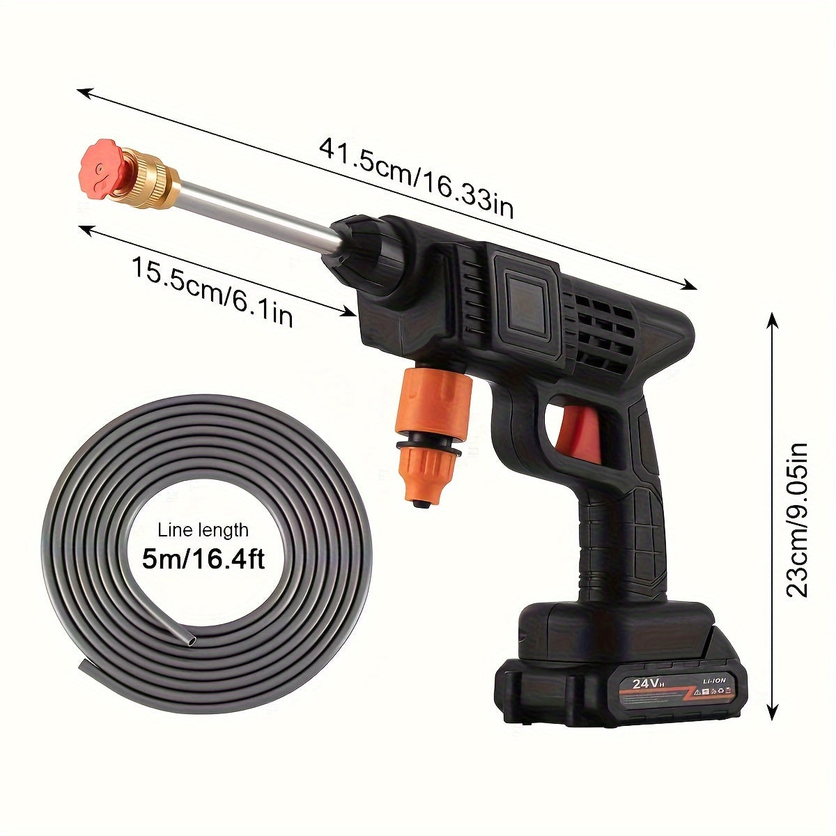 NEW Full Set Wireless Portable Pressure Washer with 2 Batteries, 3000PSI Cordless Power Washer, 24V Battery Jet Wash for Car Garden Home Patio Driveways, 5.03meter Hose Included