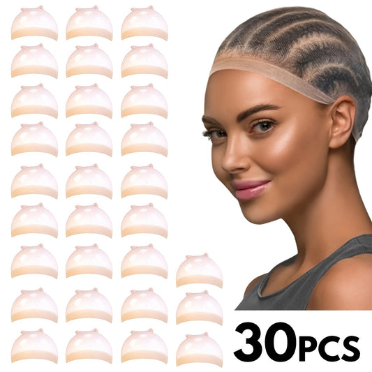 30pcs Ultra Thin Invisible HD Wig Caps for Women - Transparent Nylon Stocking Caps for Lace Front Wigs, Bald Caps, Sheer Nude Wig Accessories, No-Slip Fit, Sleek Design, Wig Caps for Wigs