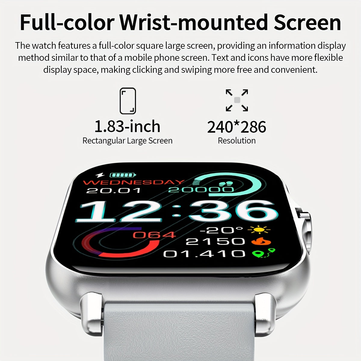 The 1.83-Inch Smart Watch Is Suitable for Both Men And Women - Wireless Calling Watch That Features App Notifications, a Calculator, an Alarm Clock, And Over 100 Sports Modes. with Its Stylish Design