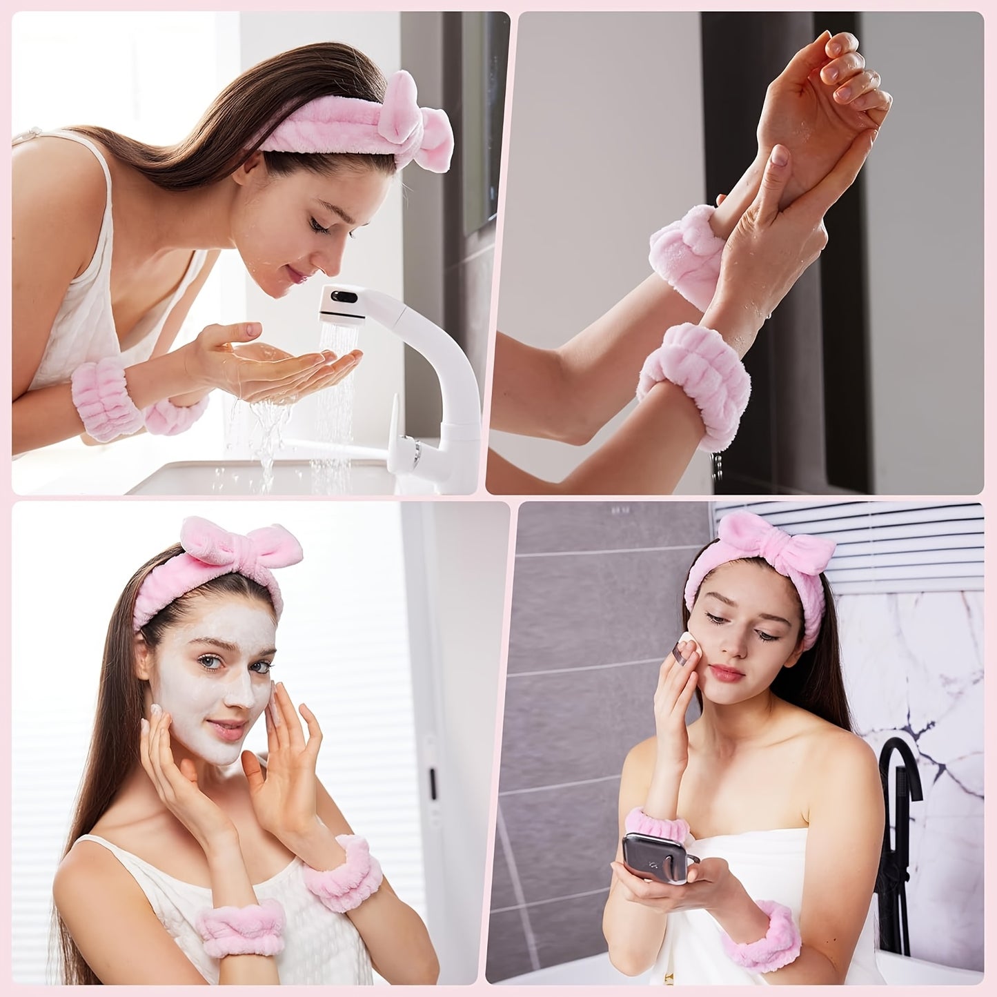 10 PCS Set Spa Headband and Hair Care Set | Slick Back Hair Brush, Soft Nightcap with Hair Band Wristband and Claw Clips, Microfiber Towel for Drying Hair, Curl Enhancing, Unscented