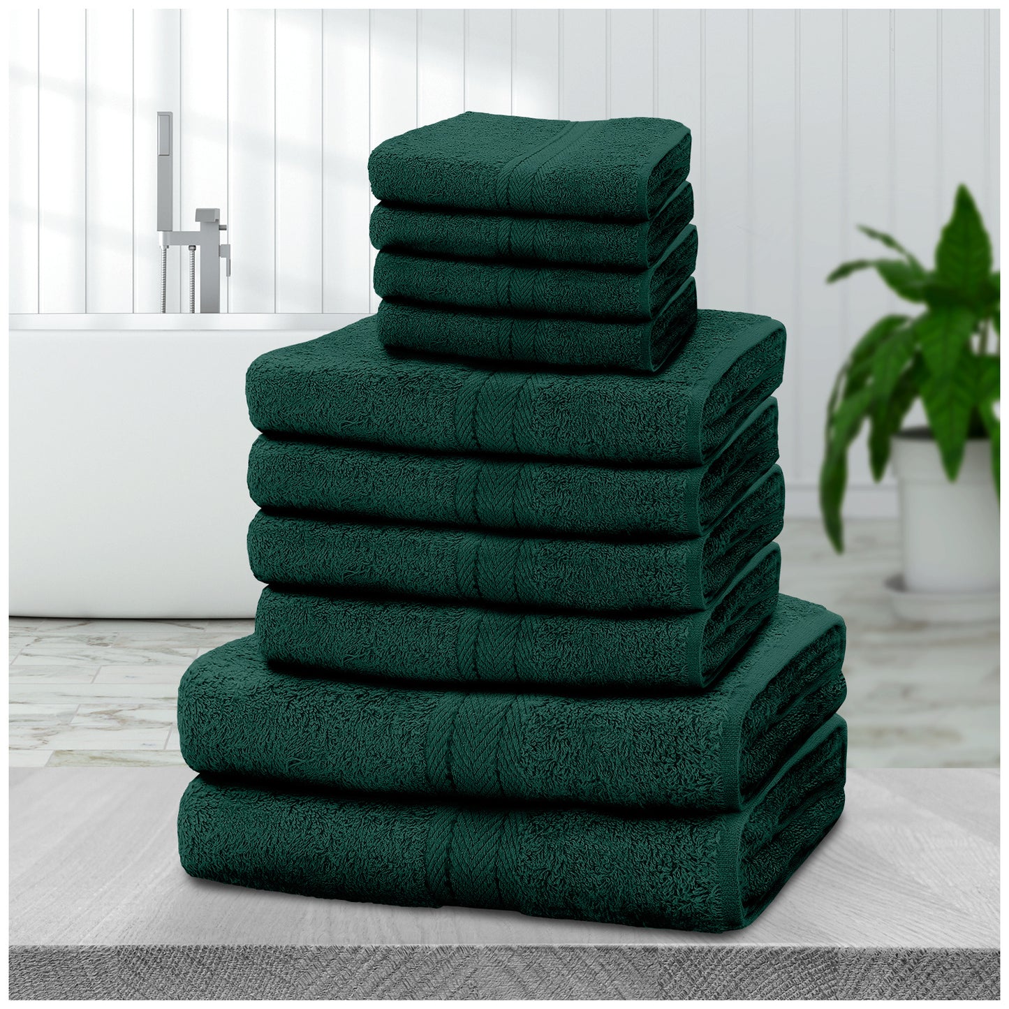 NEW 10 PCS Set 14 Colors Pakistani  Towel Bale Set | Luxurious 100% Cotton Towels Family Pack | Quick-Drying, Highly Absorbent & Ultra-Soft Fabric | Includes 4 Face Towels, 4 Hand Towels, 2 Bath Towels Ideal for Home, Gym, Sp