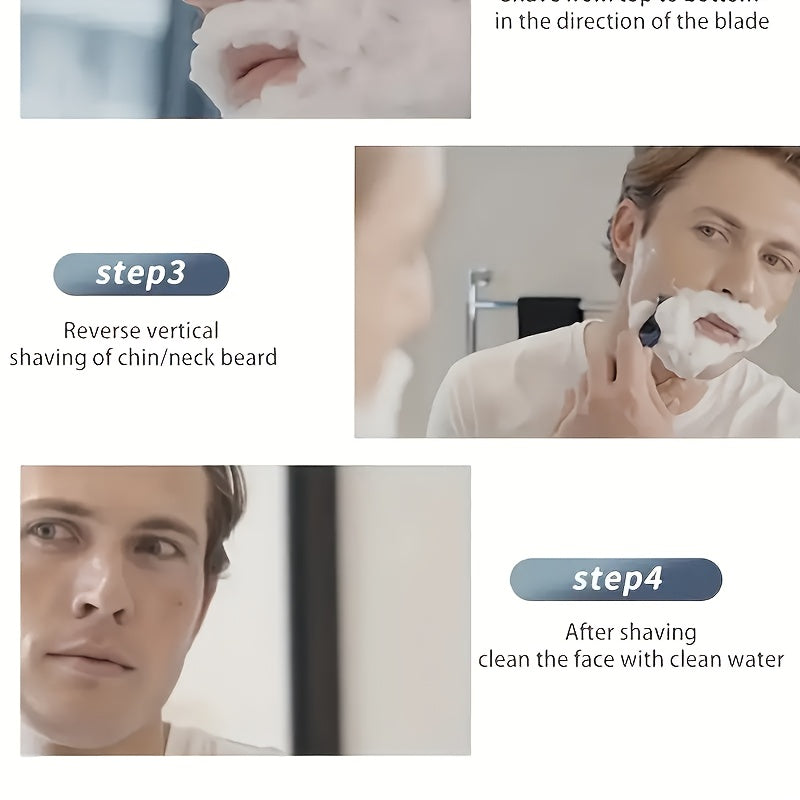 Upgraded 2 PCS Handle + 36 Replacement Blades Set, Six-layer Men's Stainless Steel Manual Razor, and a Scratch-resistant Shaving and Hair Removal Kit. This Razor Is Designed Exclusively for Shaving on the Beard Area