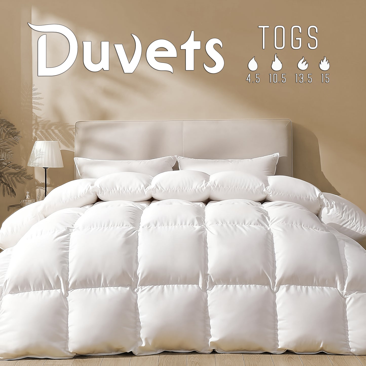 * 5 Star Luxury Hotel* High Quality Feels Like Down Duvet Quilt Luxury Comforter Box Stitched Breathable & Soft Insert Bedding All Seasons Quilt for Summer to Winter Available in 10.5 & 13.5 Tog Single Double King Super King