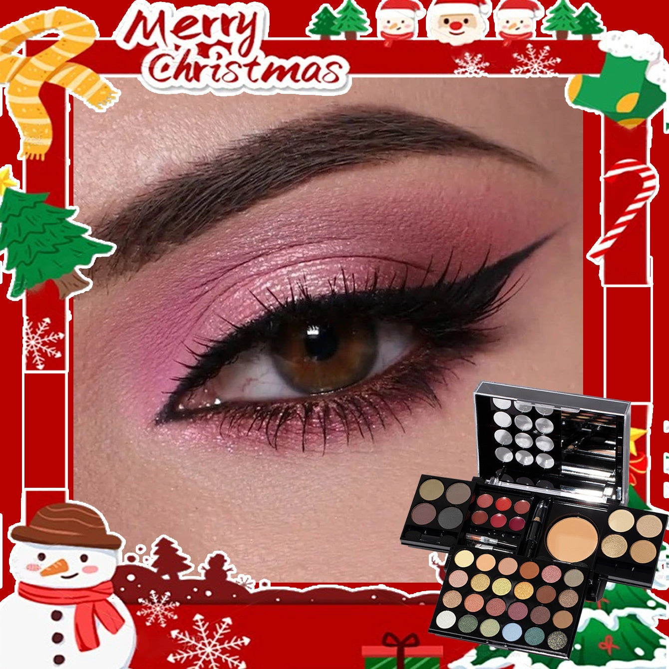 42 PCS Set Travel Pack Exquisite Multi-layer Foldable Makeup Set, Rich Color High Shine Matte Finish Lipstick, Eye Shadow, Blush, Highlight, Eyeliner, Etc., Your One-Stop Family Sharing Set, Beginners Must Have, New Year/Vale