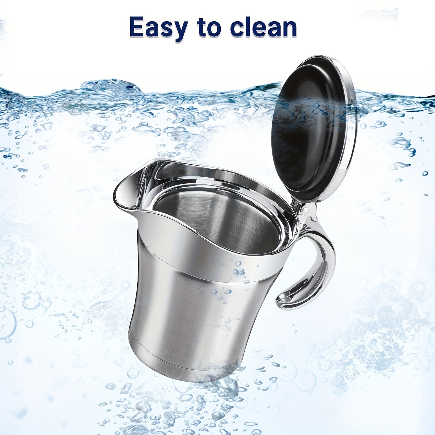 NEW Double Insulated Gray Boat - Stainless Steel Sauce Jug With Hinged Lid, Ideal for Gravy  Cream (450ML/16 OZ)