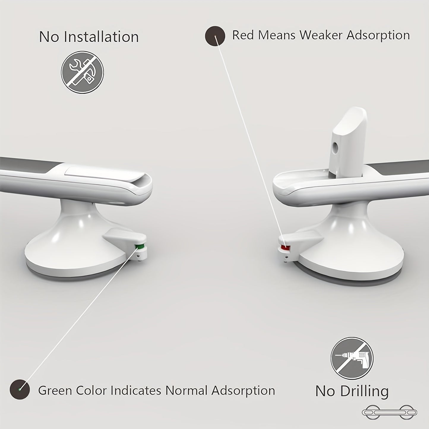 Safety Handrails Designed for Seniors, Requiring No Drilling, Featuring Non-Slip Suction for Easy Installation. Ideal for Tiles, Glass, And Hard Plastic Surfaces, Perfect for Use in Bathrooms, Restrooms, Living Areas, And Ki