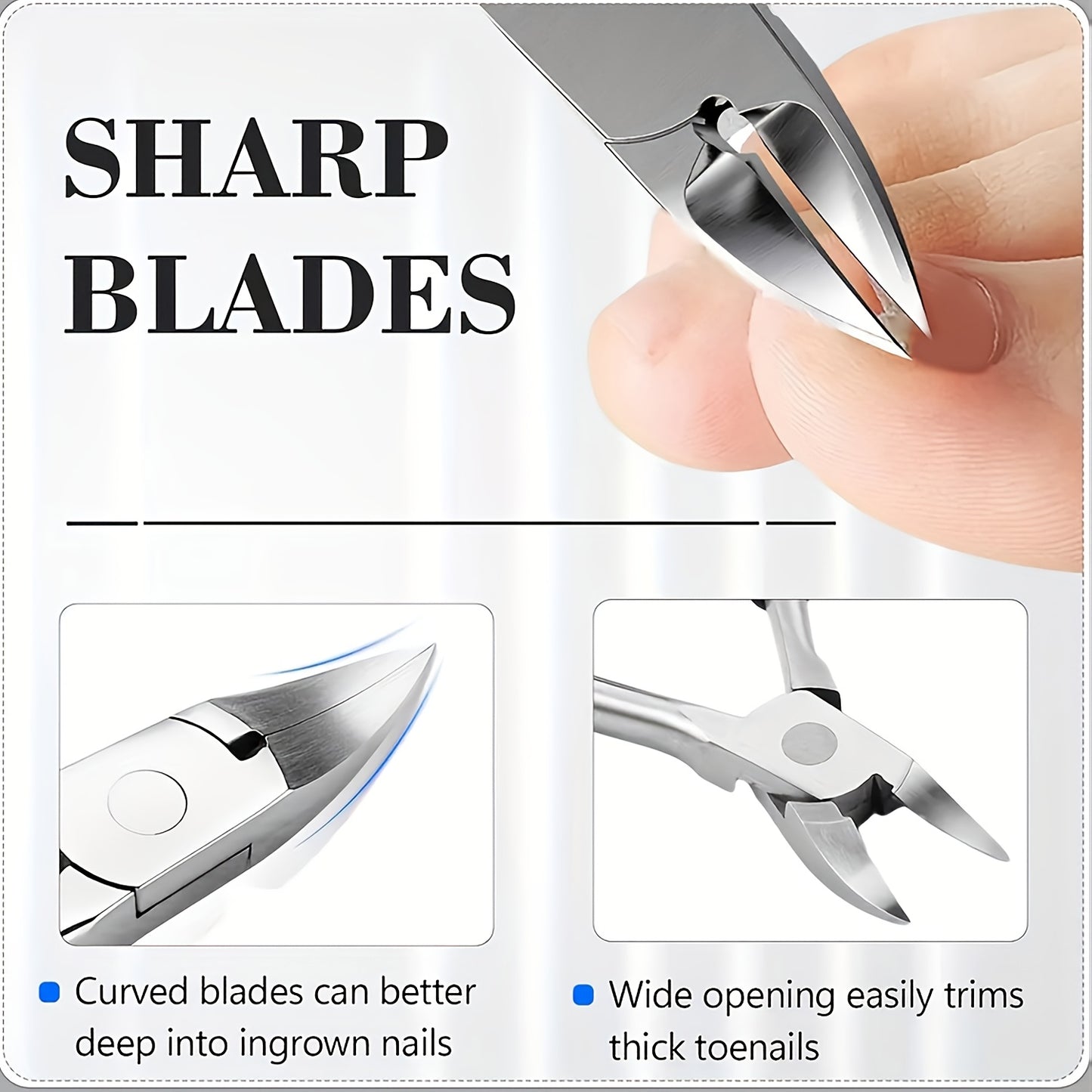 5 PCS Set Stainless Steel Nail Care Kit for Ingrown & Thick Toenails - Heavy-Duty Clippers Set with Nail File, Cuticle Nippers, Toenail Clippers for Seniors Thick Toenails - Classic Black Handles for Men, Women, Seniors, Foot