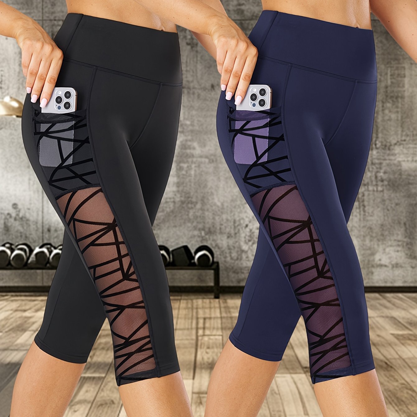 2 PCS Set Women's High-Elasticity Yoga Shorts with Panel Tummy Control Butt Lifting - Breathable Shaping Shorts Suitable for Gym, Pilates, - Spring/Summer/Fall Workout & Casual Wear