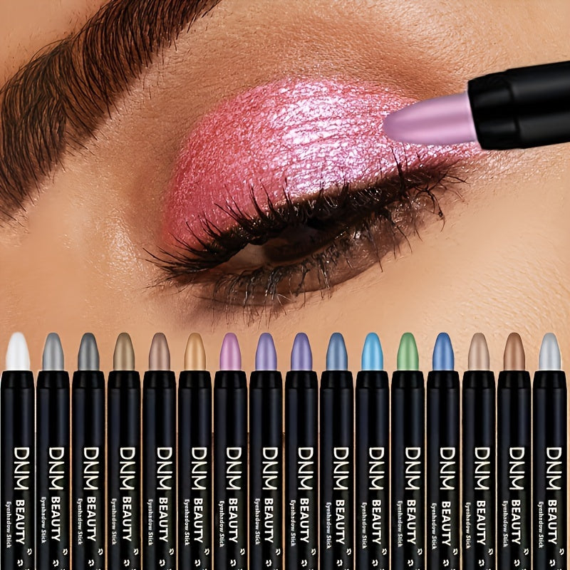 8pcs Waterproof Long-Lasting Pearlescent Eyeshadow Set - Vibrant Shimmer Colors in Black, Purple, Pink, Blue, Green, White, Yellow, Brown & Gray - Smudge-Proof Eye Makeup Sticks for Bold & Subtle Looks