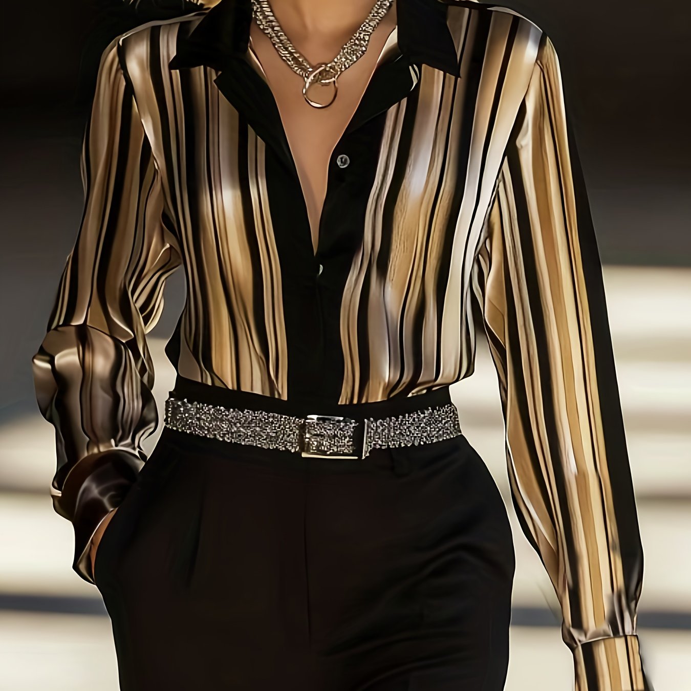 Fashion Women's Elegant Satin Autumn-Winter Shirt Top