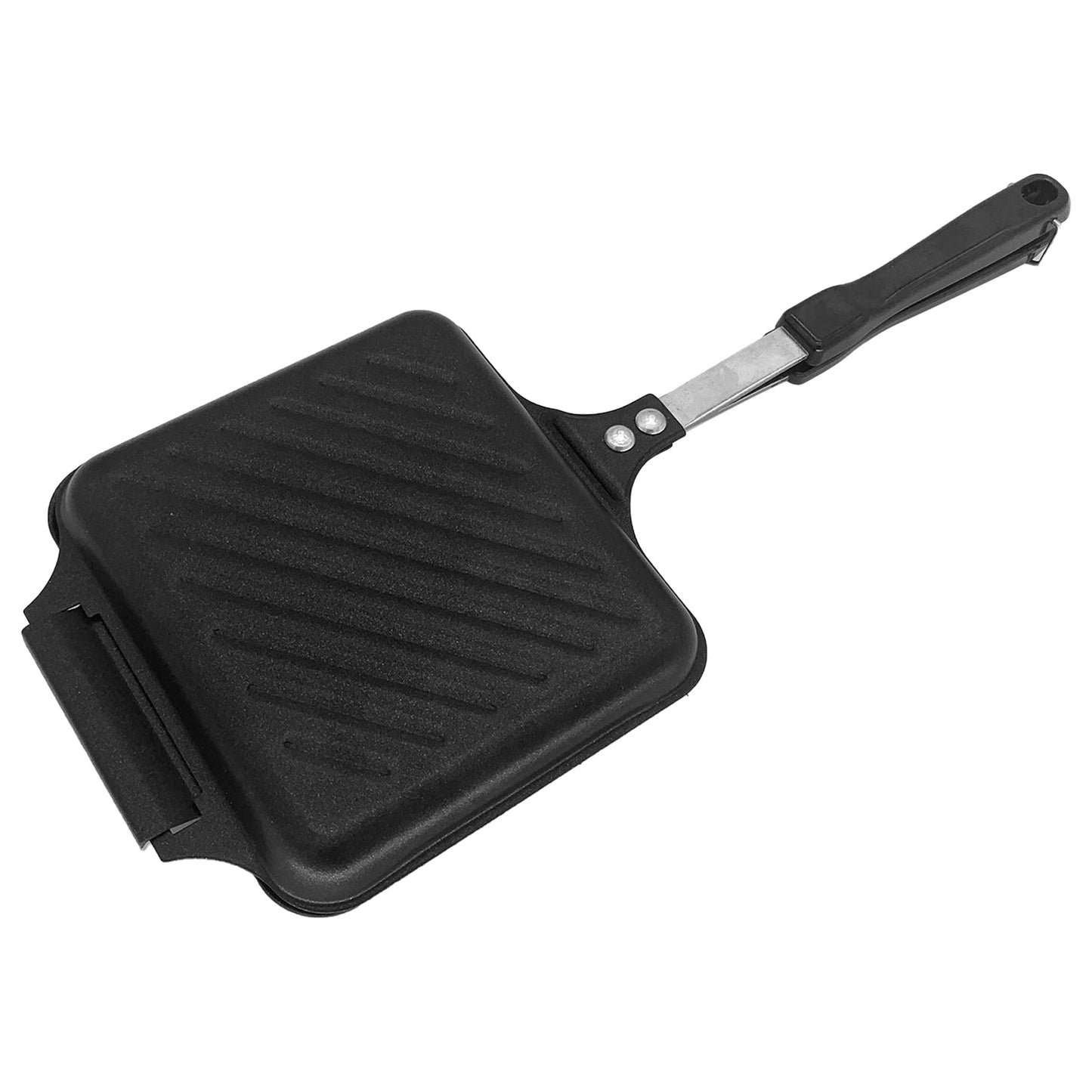 Stovetop Sandwich Maker, Versatile Toasted Sandwich Appliance, Non-Stick, Easy to Clean, Detachable, Flip Pan for Gas And Induction Stoves, Ideal for Home Cooking, Outdoor Use, Camping, Black