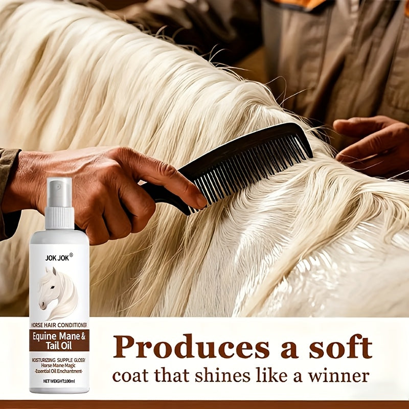 Equine Grooming Oil - Instant Knot Release & -Smooth Mane Conditioner, Plant-Based Horse Hair Oil for All Breeds & Foals, Shine & Detangling Spray for Braids, Buns, Show & Everyday Care