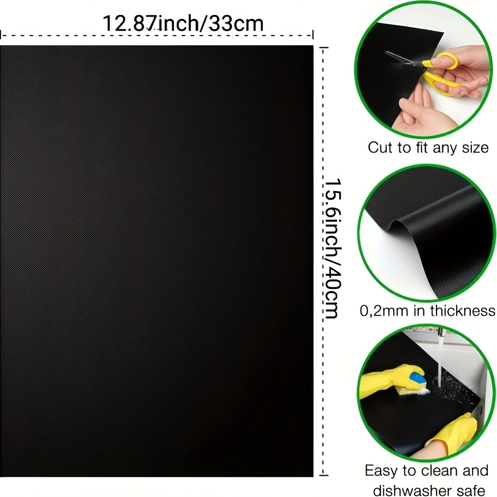2 PCS Set Non-Stick Oven Liners Made of Teflon, Measuring 15.75 by 32.99 cm, Reusable And Durable, Suitable for Electric, Gas, Microwave, Toaster Ovens, Grills, And Baking - Essential Kitchen Cleaning Tools