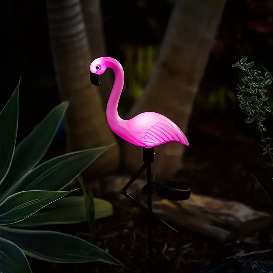 3 PCS Set Solar Flamingo Lights Solar Garden Lights Outdoor Decoration, Flamingo Garden Decoration, Birthday Christmas New Home Gift, for Patio Lawn Walkway Channel