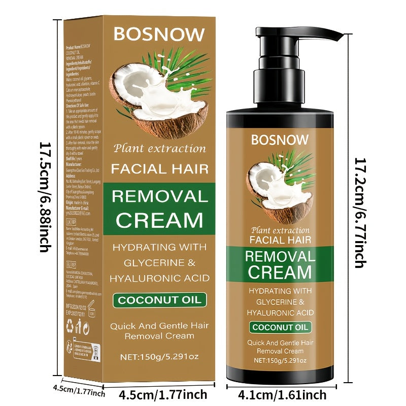 NEW 150g Coconut Oil Hair Removal Cream Men and Women, Painless, Fast, Thorough, Gentle and Non Irritating, Leaving the Skin Smooth and Refreshing, Rebuilding Confidence, and Enjoying Smooth Skin