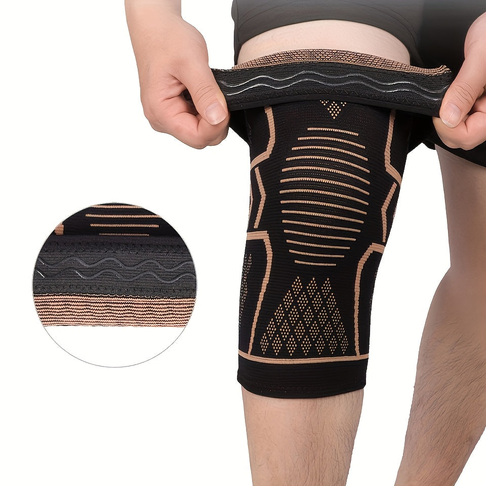 2 PCS Set M-2XL Plus Size Copper Fiber Knee Brace| Breathable, Non-Slip, Stabilizing Support with Hexagonal Patterns for Enhanced Comfort& Support, Black, Comfortable Wear, Hexagonal Design.
