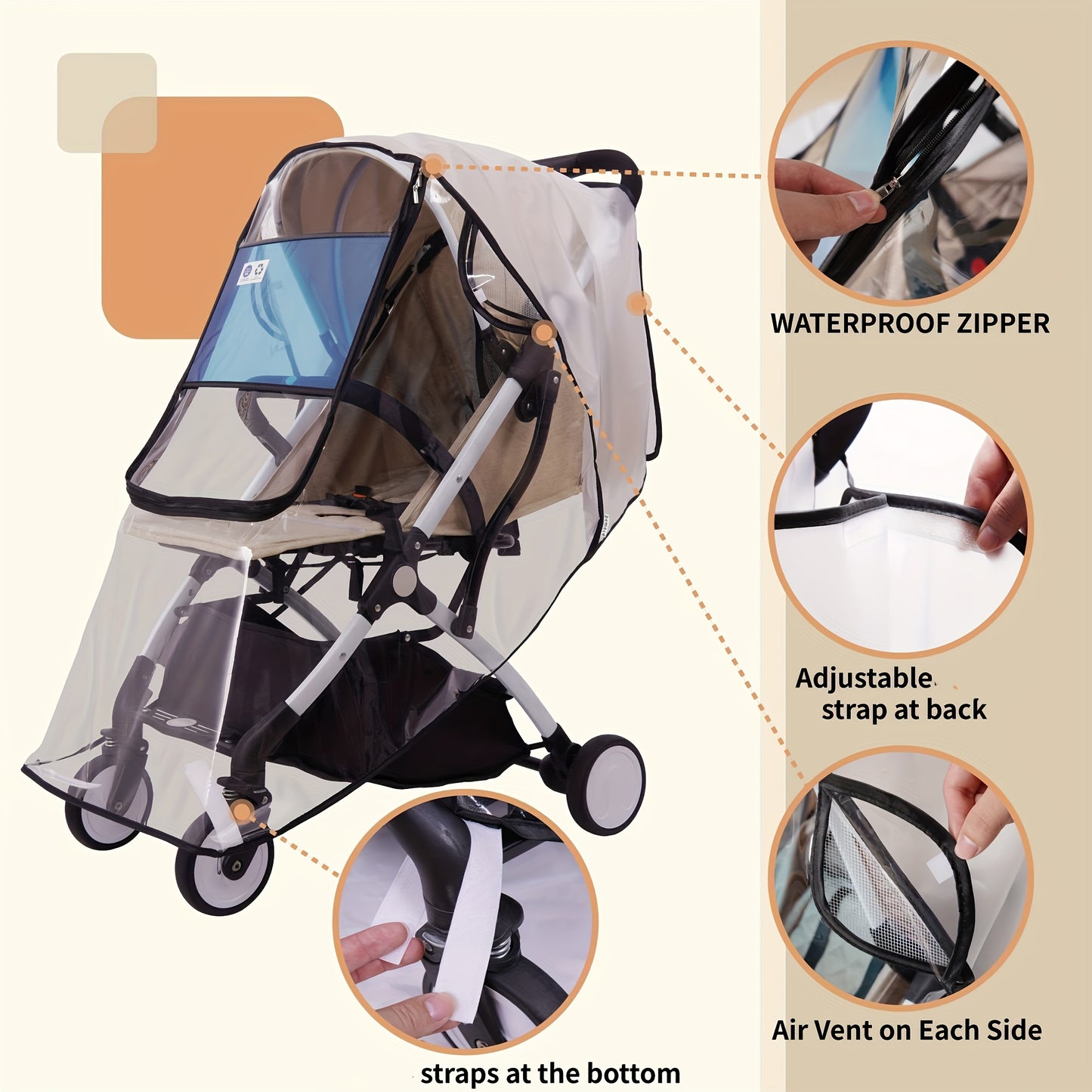 NEW Stroller Rain Cover - Waterproof & Windproof Travel Weather Shield, Dust and Snow Protection Accessory
