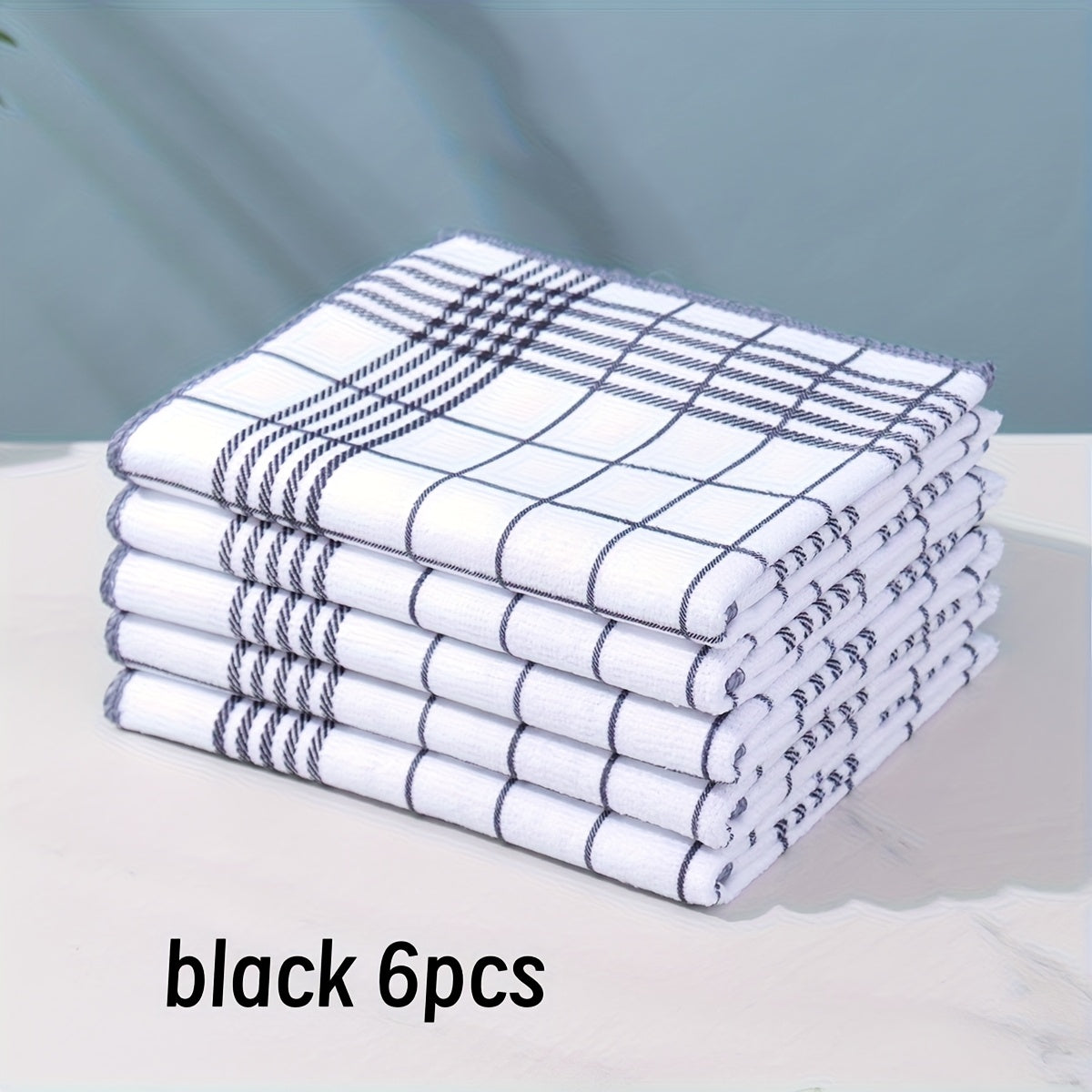 NEW 6pcs Large 40x60cm Absorbent & Fluff-Free Dish Cloths | Quick-Dry, Soft & Durable Kitchen Towels for Daily Cleaning, Coffee Machines, Bar Countertops - 4 Colors (Black, Blue, Green, Red, Mixed) - Ideal for Home & Restaura