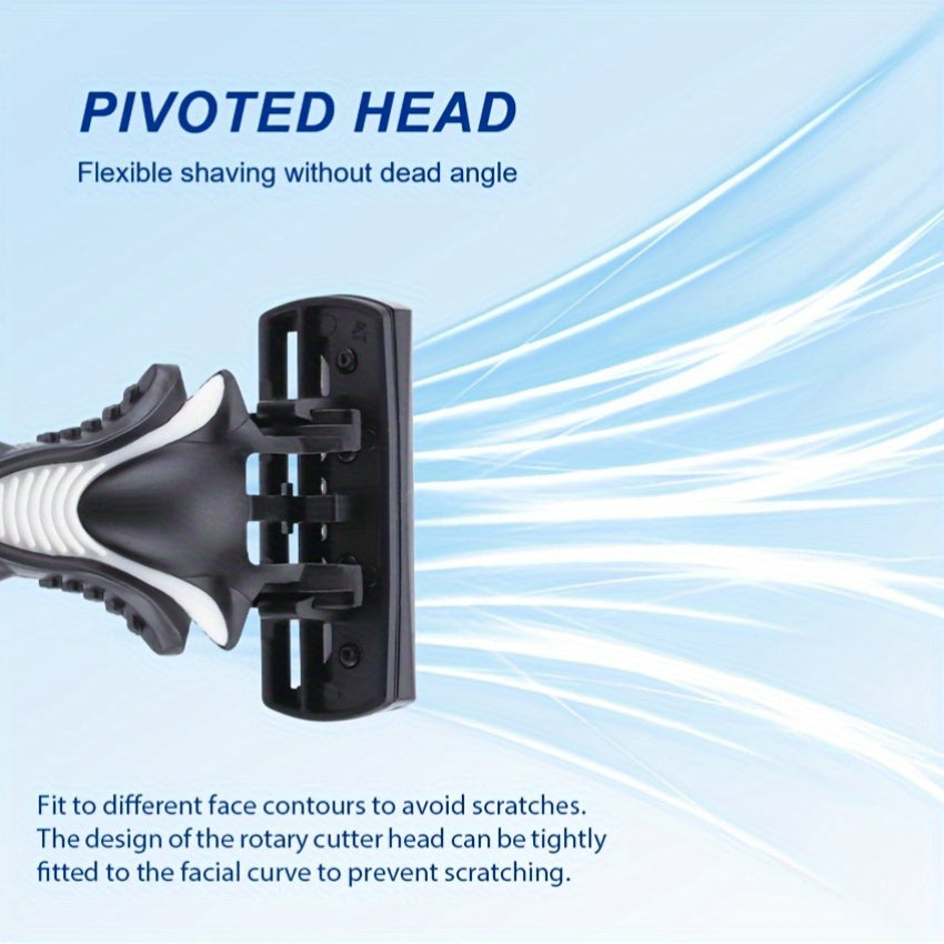 1 Handle +12 Six-Layer Replacement  Blades Set Head White and Black Handle Manual Shaving Razor Sets Men Grooming Tool Sets