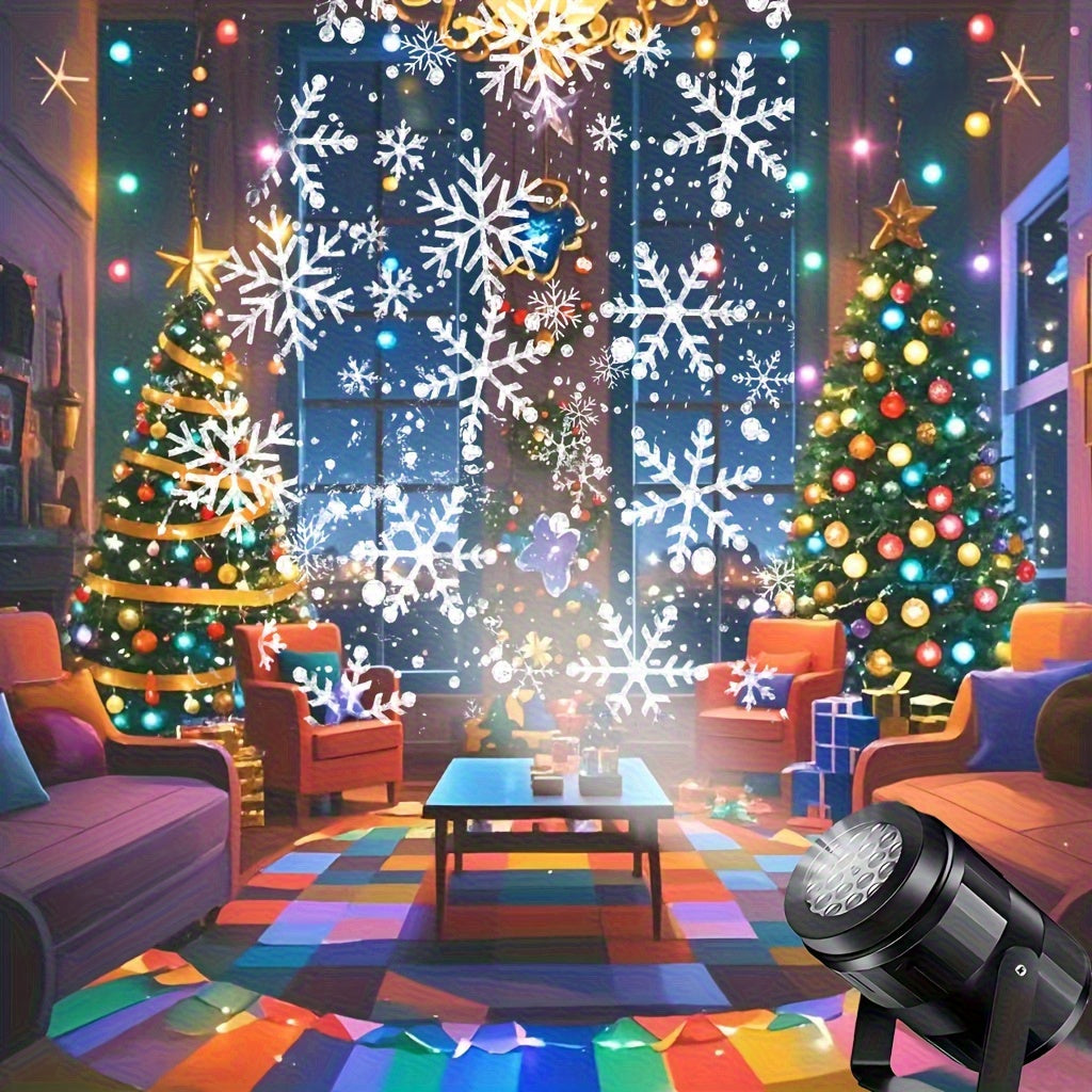 Snowflake Projection Lamp- USB-Powered Winter Wonderland Lighting with Falling Snowflakes Effect, for Home, Christmas, Weddings, Parties- LED Floor/ Ceiling Decoration, Christmas Light Decor, Decorative Lighting Piece, Highpr
