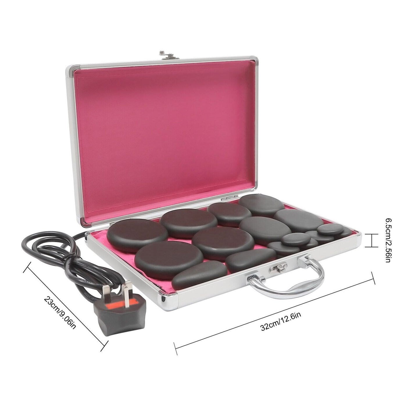 NEW Upgraded Pro 18 PCS Set Hot Stones Massage Set Natural Volcanic Rocks Portable Massage Stone Heater Kit Full Body Therapy Treatment Pain Relief Massage Set Relaxation Health Care Supplies