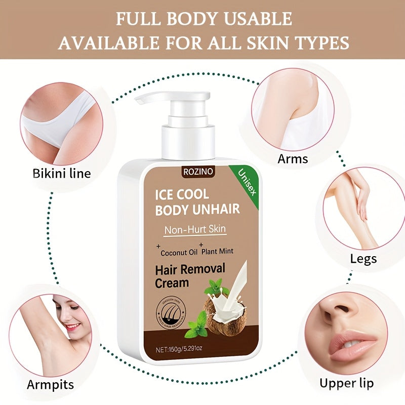 Use Once For, Sustain Smooth 6 Months, Instant Hair Removal, 150G Coconut, Non Irritating to The Skin, Smooth And Residue Free Semi Permanent Hair Removal, Used for Hair Removal on The Face Lips Armpits Legs Arms And Private