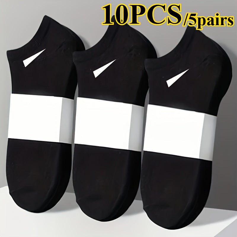 10 PCS/5 Pairs Set Women's Casual Plain Socks, Breathable And Comfortable Sweatproof And Odor Proof Low Top Ankle Socks, Four Seasons Women's Socks, Simple Design, Comfortable Experience, Casual Socks Make It Easy for You to