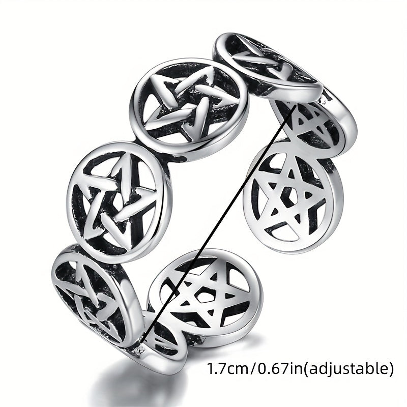 Freemasons Secret Society Creative Pentagram Open Ring