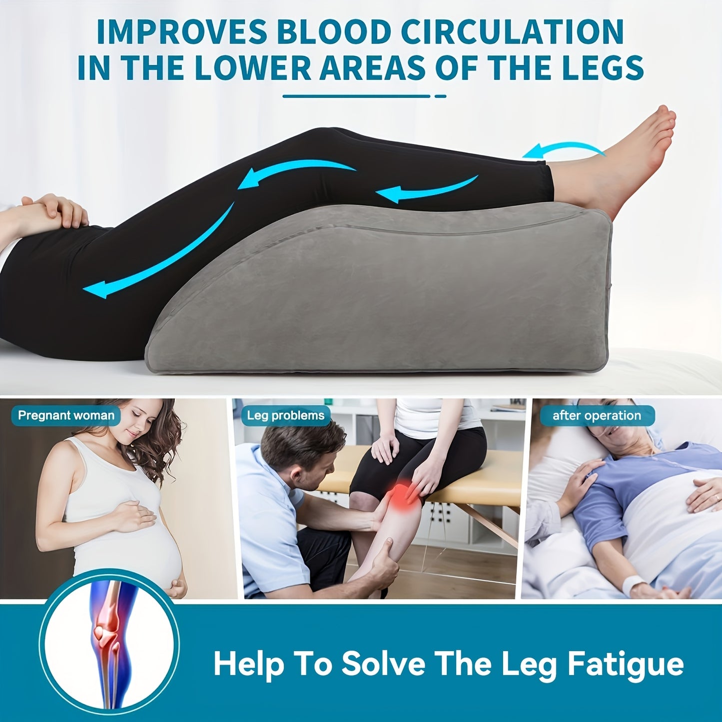 NEW Inflatable Wedge Pillow for Leg & Knee Rest, Soft Support Cushion for Muscle Comfort, Portable Support Pillow for Reading Watching Sleeping Lying Inflatable Feature Pad for Leg Elevation