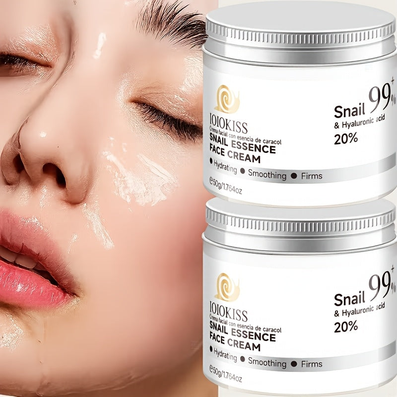 2 PCS Set Snail Mucilage Cream with Snail Serum - 99% Face Moisturizer & Serum Suitable for Dry,, Mature Skin - Hydrating, Tightening Gel with Collagen & Niacinamide, 24 Day/Night Skincare for & Men