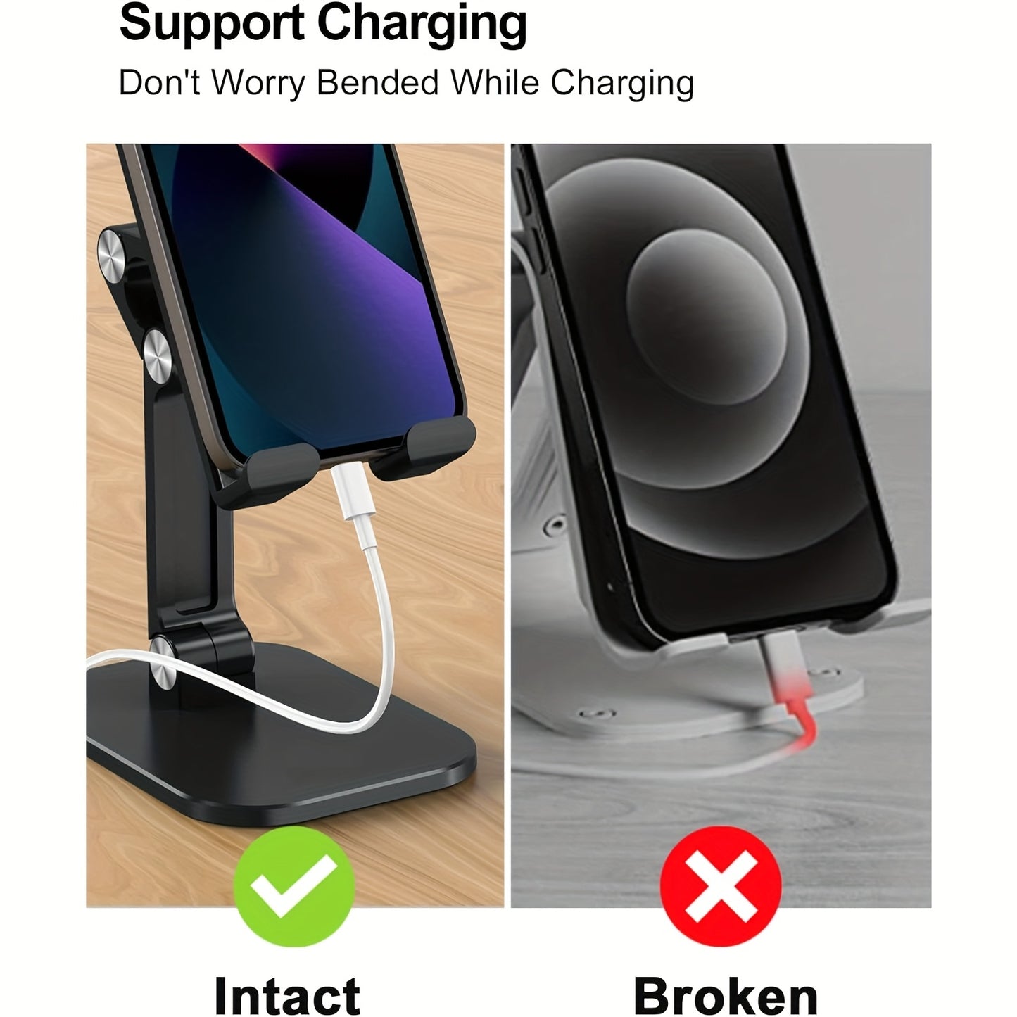 Green/White/Black Color Adjustable And Foldable Pocket Phone Holder for Desks, Suitable for Taller iPhones And Compatible with Smartphones And Tablets Ranging from 11.94cm to 33.02cm