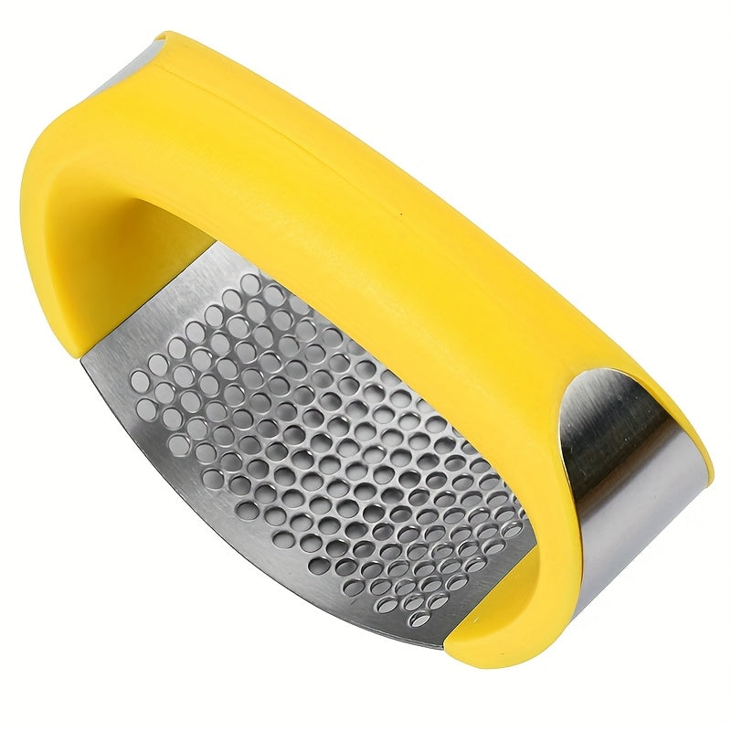 4 Colors Stainless Steel Garlic Press - Manual Garlic Crusher with Ergonomic Handle, Durable Kitchen Tool for Crushing Garlic, No Electricity Needed, Easy to Clean, Perfect for Home Cooking, Garlic Crusher for Kitchen, Cookin