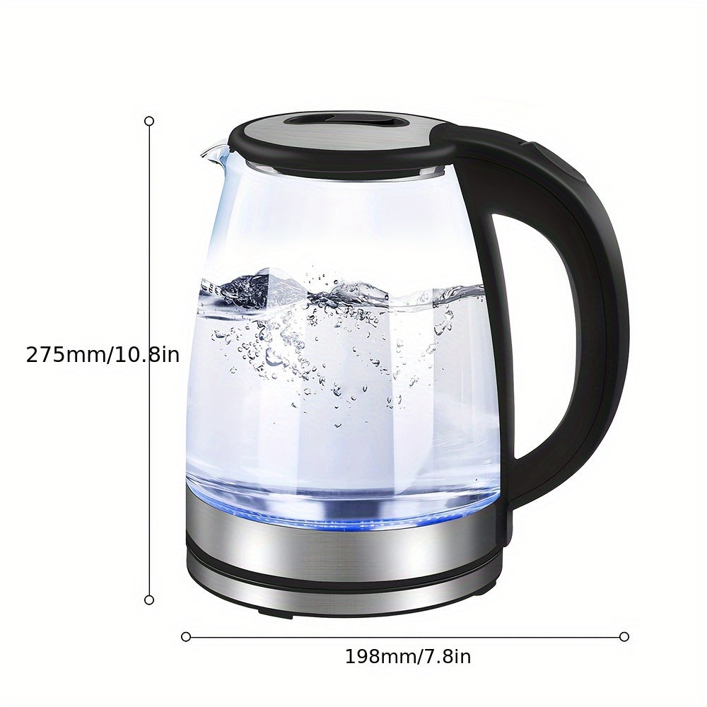 NEW 2L Electric Kettle Glass Quick Cook Portable Kettle 1800w Food Processor Quick Cook Element Portable Kettle Safe, Dry Burning Protection, Suitable For Home Kitchen, Living Room, Coffee, Tea, Kitchen Appliances And Accesso