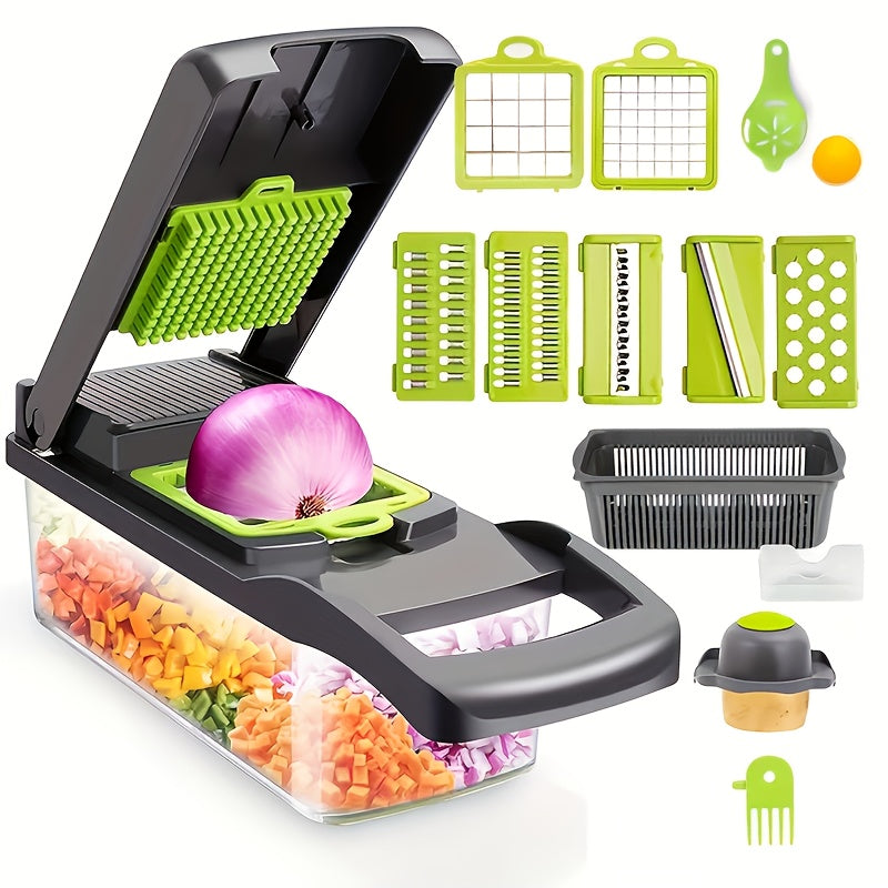 16in 1 Set Vegetable Chopper, Salad Chopper, Vegetable Slicer Multifunctional, Veg Chopper with 7 Chopping Vegetables, Mitten And Peeler, Vegetable Cutter for Vegetables And Fruit