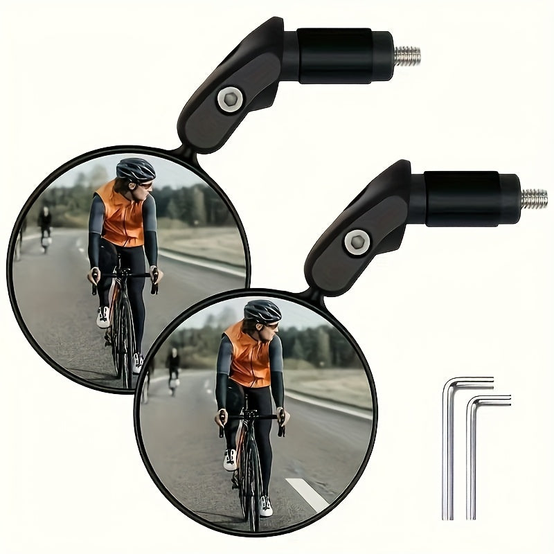 2 PCS Set 360-Degree Adjustable Mini HD Bicycle Handlebar Rearview Mirror, Clear And Portable for Wide Visibility Bicycle Parts Accessories