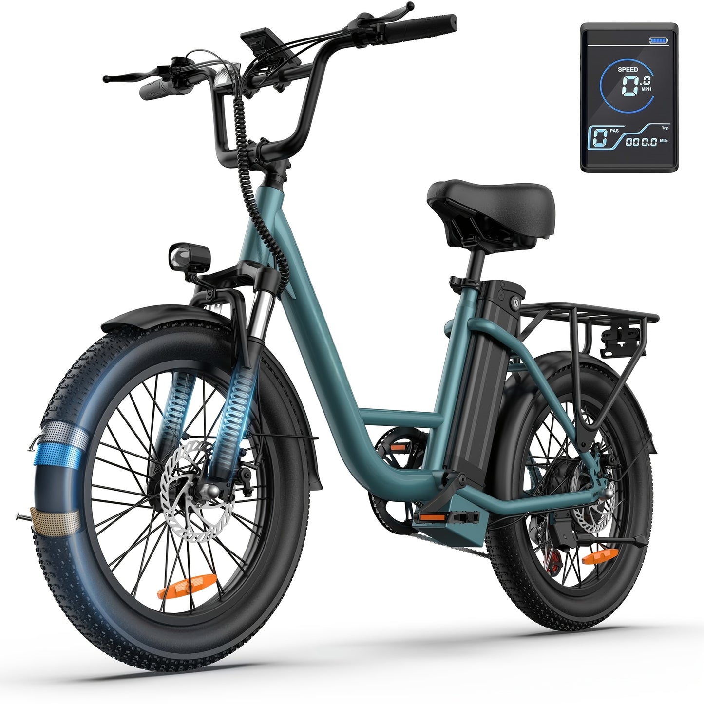 E20 Pro All-Season Electric Bike - 50.8cm Tires for Snow/Sand/Urban | 48V 13Ah Extended Range Battery | 250W High-Efficiency Motor | Colorful LCD Display | Adventure-Ready Design | High-strength Frame