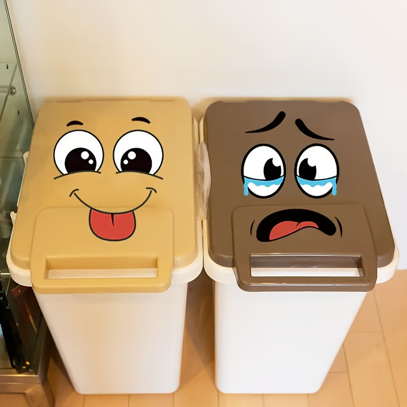 4 Sheets/Set of Cartoon Face Stickers, Self-Adhesive, Suitable for Plastic Surfaces, Removable, Ideal for Home Decoration, Can Be Used on Trash Cans, Walls, Toilet Decor, Refrigerators, And Glossy Surfaces, These Are Fun Them